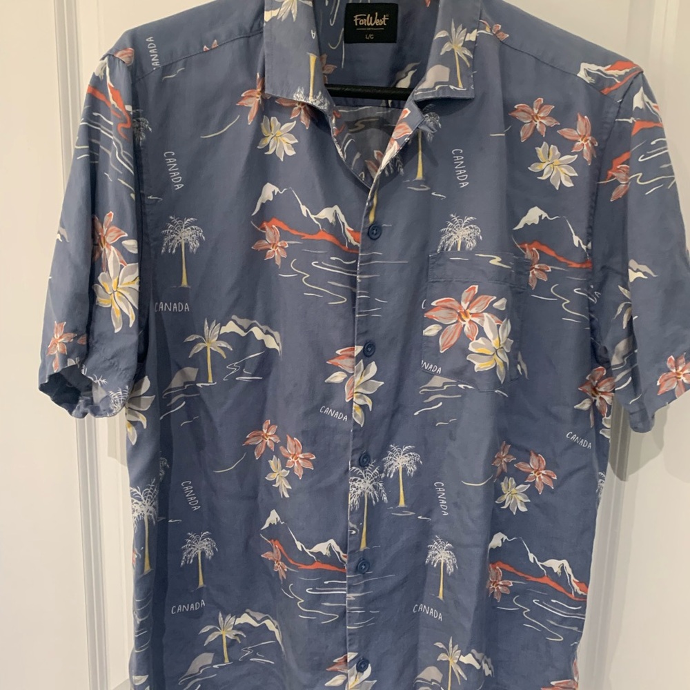 Far west vintage Men's Blue Floral Shirt Hawaiian shirt  A3
